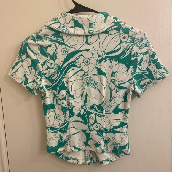 Anthropologie Maeve Green Floral Rouched Blouse Button Size XS - Picture 6 of 9